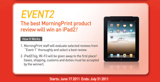 Best MorningPrint product review will win an ipad2